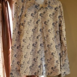 Men's Floral Design Button Down Shirt